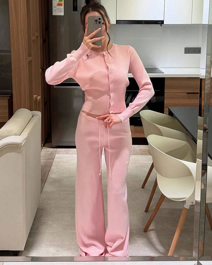 Aimee Knitted Cardigan and Trousers Set